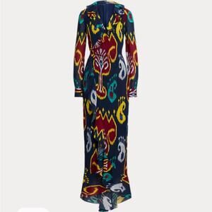 NWT Ralph Lauren Collection Vilgot Ikat-Print Evening Dress Sz 0